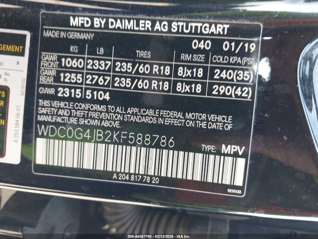 2019 MERCEDES-BENZ GLC 300 WDC0G4JB2KF588786 Photo 8