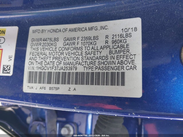 1HGCV1F37JA253979 Honda Accord Sport