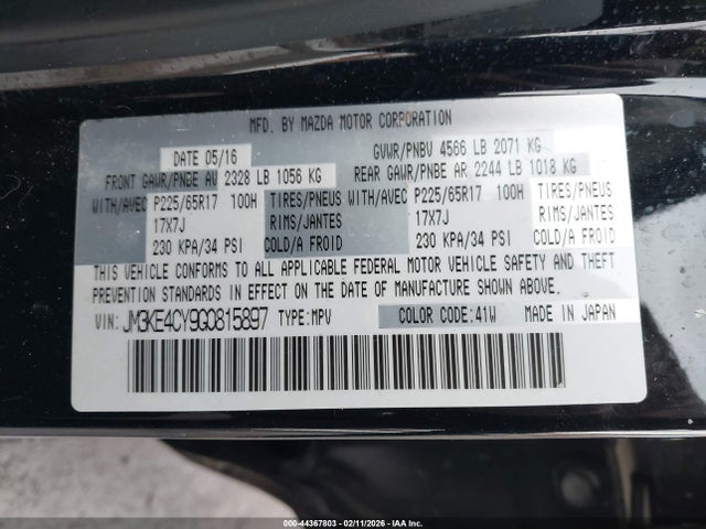 Aukcja sprzedaży 2016 Mazda Cx-5 Touring, vin: JM3KE4CY9G0815897, numer aukcji: 44367803