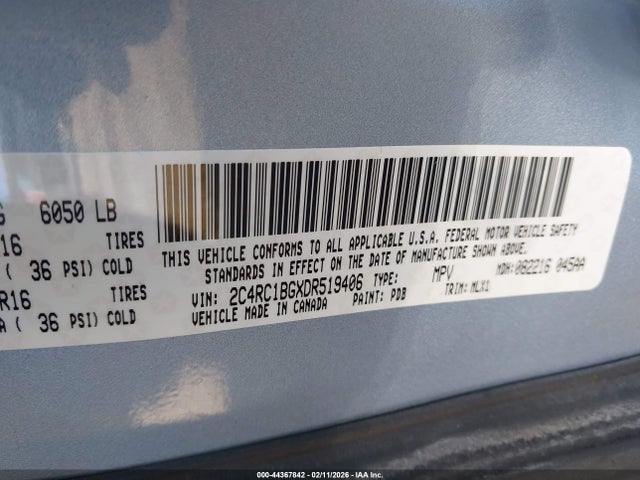 2013 Chrysler Town & Country Touring მანქანა იყიდება აუქციონზე, vin: 2C4RC1BGXDR519406, აუქციონის ნომერი: 44367842
