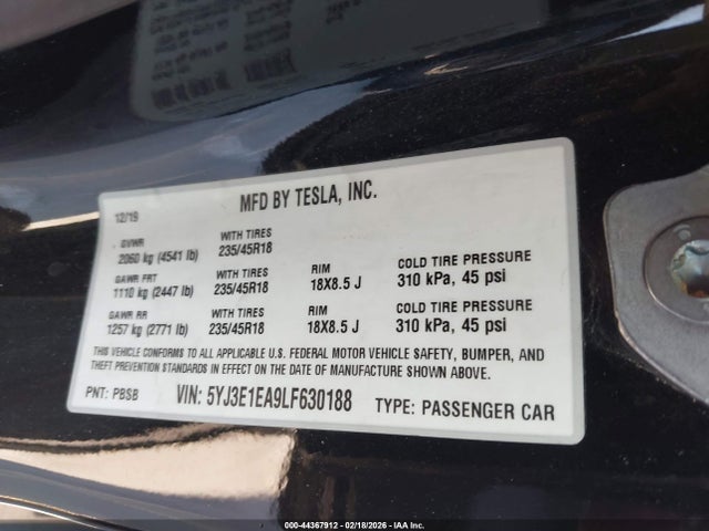 2020 TESLA MODEL 3 5YJ3E1EA9LF630188 Photo 8