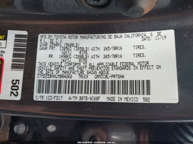 3TMDZ5BNXLM084262 Toyota Tacoma Trd Sport