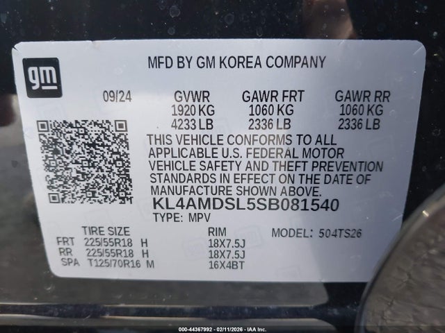 Aukcja sprzedaży 2025 Buick Encore Gx Sport Touring Fwd, vin: KL4AMDSL5SB081540, numer aukcji: 44367992