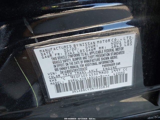 3N1AB8CV3NY230832 Nissan Sentra Sv Xtronic Cvt