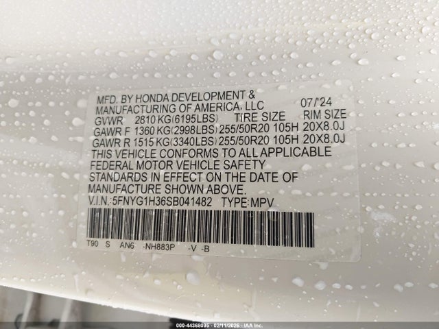 5FNYG1H36SB041482 Honda Pilot Sport