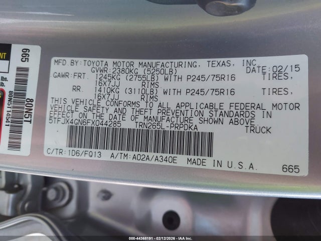 5TFJX4GN6FX044285 Toyota Tacoma Prerunner