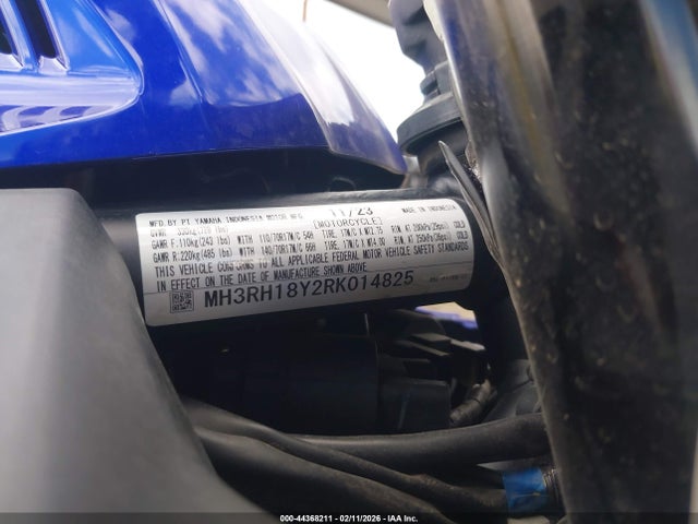 44368211 :رقم المزاد ، MH3RH18Y2RK014825 vin ، 2024 Yamaha Yzfr3 A مزاد بيع