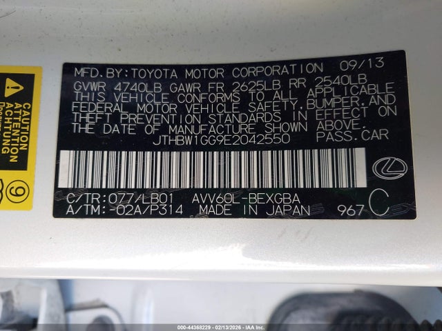 JTHBW1GG9E2042550 Lexus ES 300H
