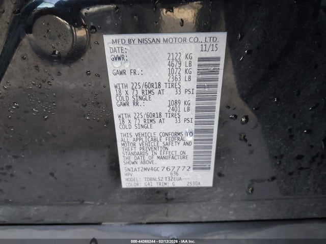 5N1AT2MV4GC767772 Nissan Rogue Sl