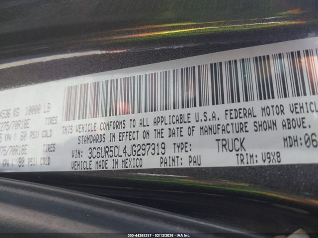 44368287 :رقم المزاد ، 3C6UR5CL4JG297319 vin ، 2018 Ram 2500 Tradesman  4x4 6'4 Box مزاد بيع