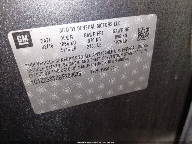 1G1ZE5ST8GF230625 Chevrolet MALIBU 1LT