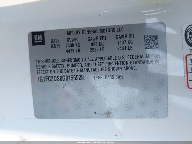 1G1FC3DS0G0156928 Chevrolet Camaro 2lt