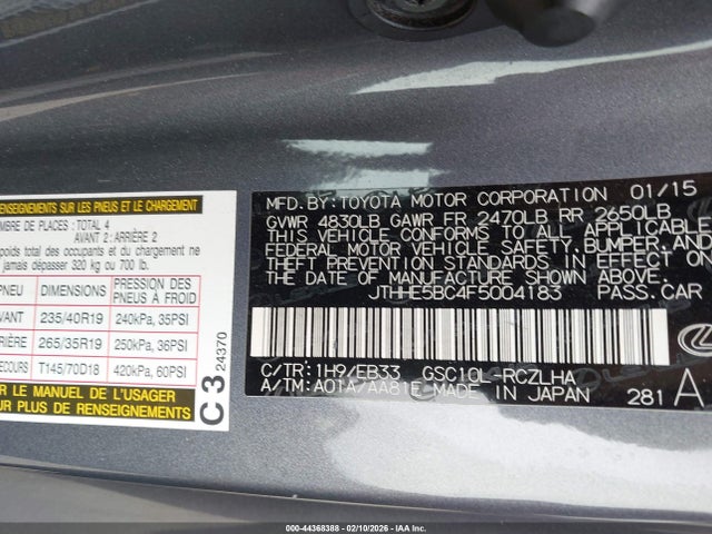 Lexus RC 350 2015 JTHHE5BC4F5004183 Image 9