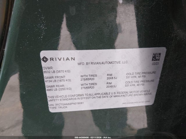 2023 RIVIAN R1T 7FCTGAAA2PN019081 Photo 8
