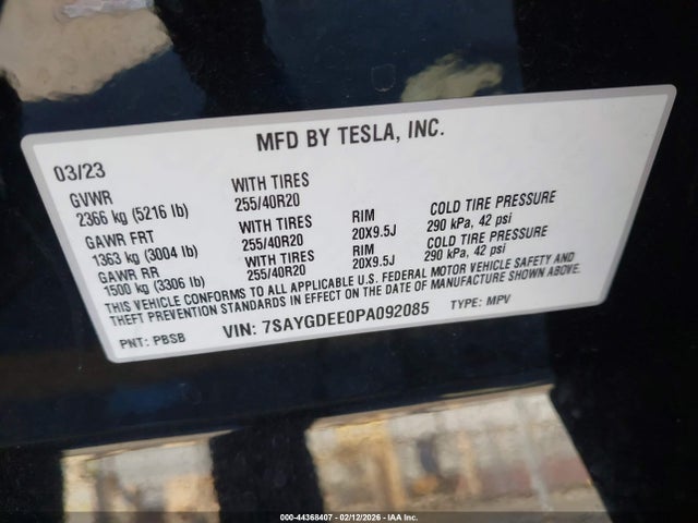 2023 TESLA MODEL Y 7SAYGDEE0PA092085 Photo 8