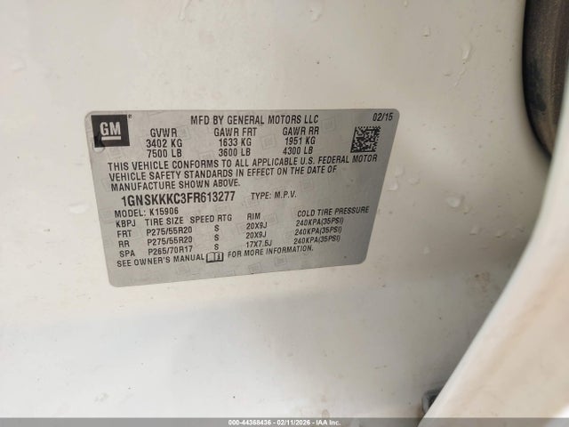 1GNSKKKC3FR613277 Chevrolet Suburban 1500 Ltz