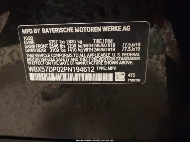 2023 Bmw X3 Xdrive30i მანქანა იყიდება აუქციონზე, vin: WBX57DP02PN194612, აუქციონის ნომერი: 44368490