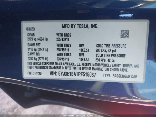 2023 TESLA MODEL 3 5YJ3E1EA1PF515087 Photo 8