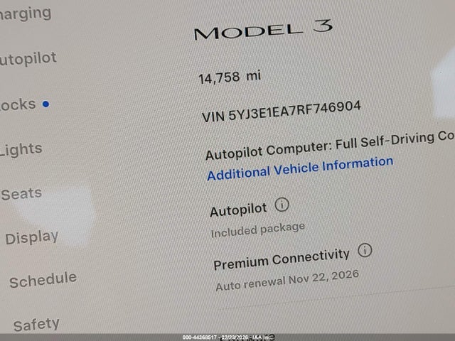 Продаж на аукціоні авто 2024 Tesla Model 3 Long Range Dual Motor All-wheel Drive/rear-wheel Drive, vin: 5YJ3E1EA7RF746904, номер лоту: 44368517