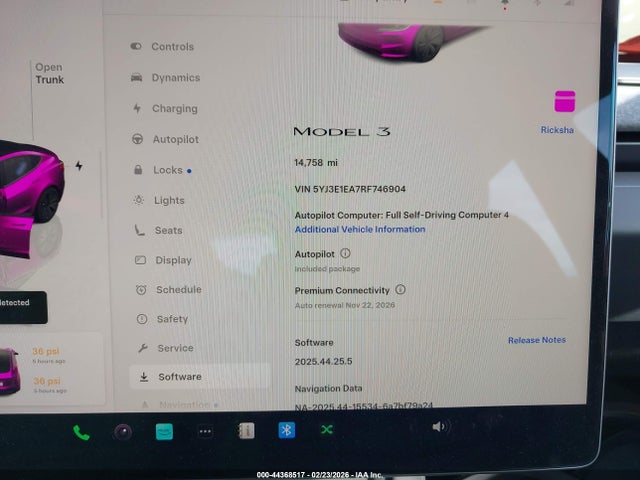 Продаж на аукціоні авто 2024 Tesla Model 3 Long Range Dual Motor All-wheel Drive/rear-wheel Drive, vin: 5YJ3E1EA7RF746904, номер лоту: 44368517