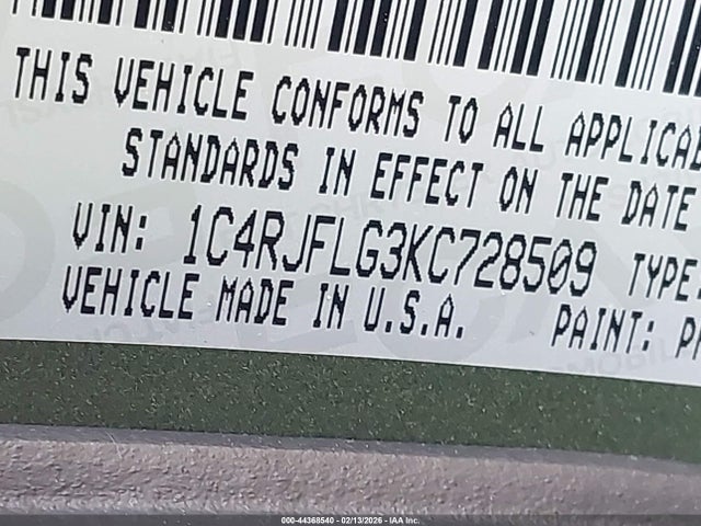 2019 JEEP GRAND CHEROKEE 1C4RJFLG3KC728509 Photo 8