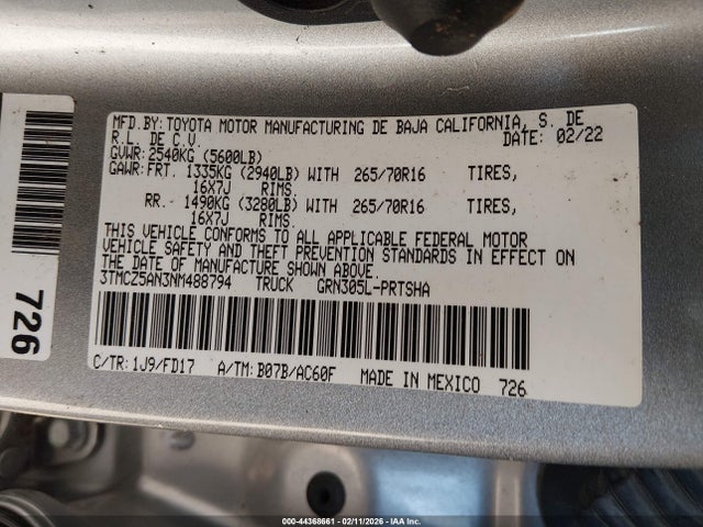 3TMCZ5AN3NM488794 Toyota Tacoma Trd Off Road