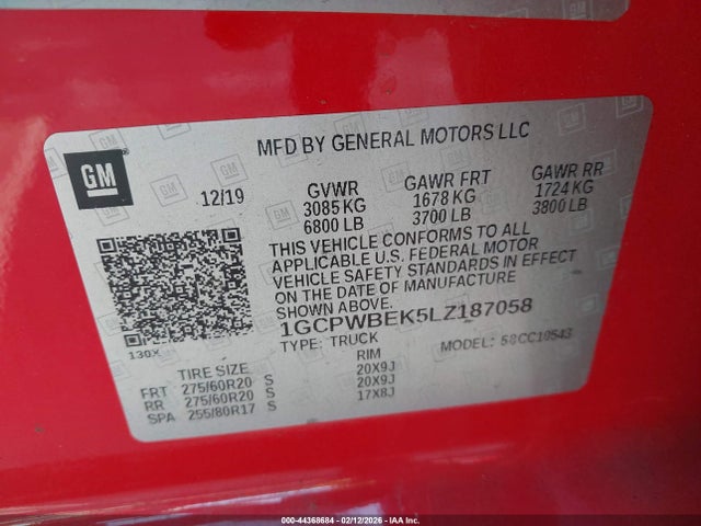 1GCPWBEK5LZ187058 Chevrolet Silverado 1500 2wd Short Bed Custom