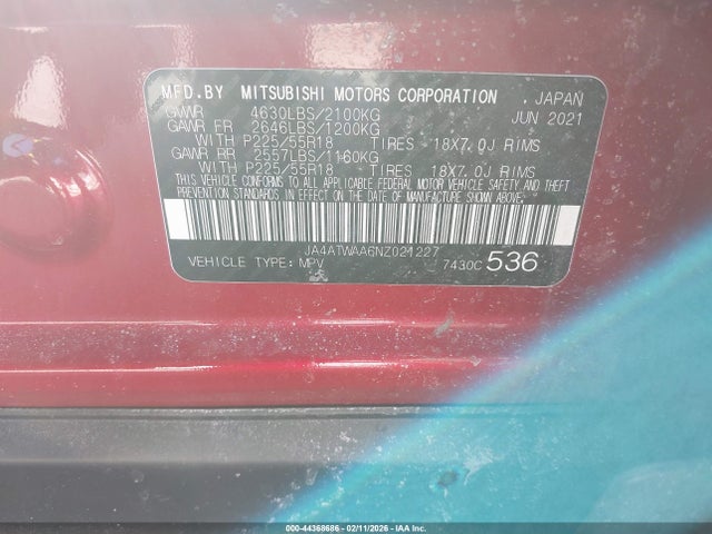 2022 MITSUBISHI ECLIPSE CROSS JA4ATWAA6NZ021227 Photo 8