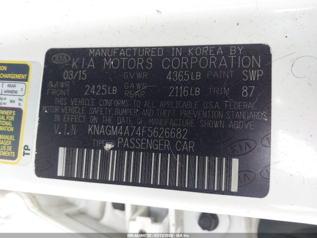 KNAGM4A74F5626682 KIA Optima Lx