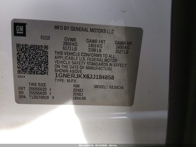 1GNERJKX6JJ184858 Chevrolet Traverse Rs