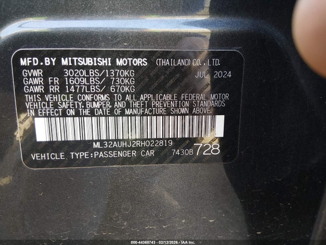 2024 MITSUBISHI MIRAGE ML32AUHJ2RH022819 Photo 8
