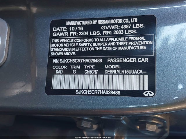 SJKCH5CR7HA028488 Infiniti Qx30 Premium