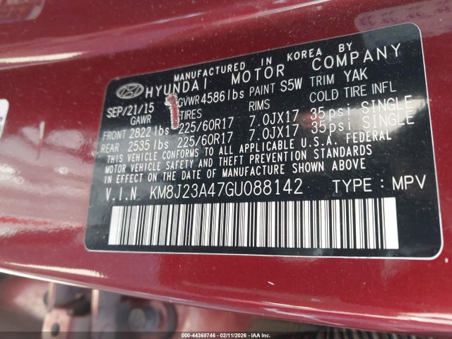 Hyundai TUCSON SE 2016 KM8J23A47GU088142 Image 9