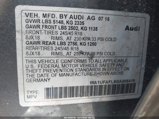 2016 AUDI ALLROAD WA1UFAFL8GA005419 Photo 8