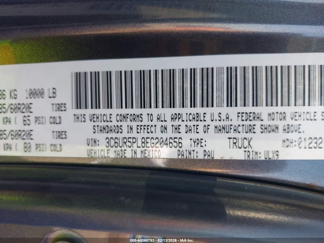 Продаж на аукціоні авто 2014 Ram 2500 Longhorn Limited, vin: 3C6UR5PL8EG204656, номер лоту: 44368783