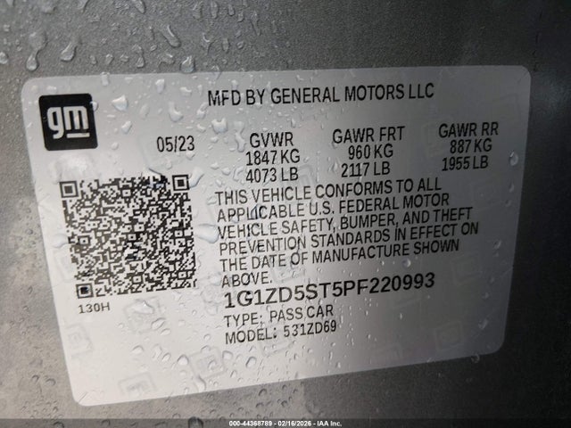 1G1ZD5ST5PF220993 Chevrolet Malibu Fwd 1lt