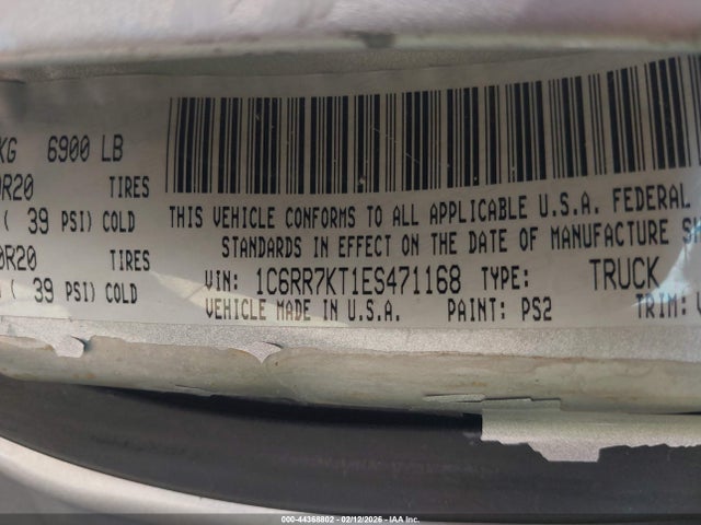 2014 Ram 1500 Express მანქანა იყიდება აუქციონზე, vin: 1C6RR7KT1ES471168, აუქციონის ნომერი: 44368802