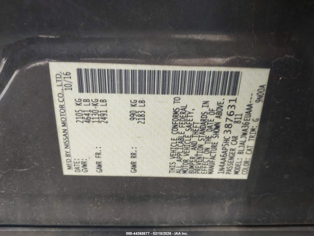 1N4AA6AP5HC387631 Nissan Maxima 3.5 Sv