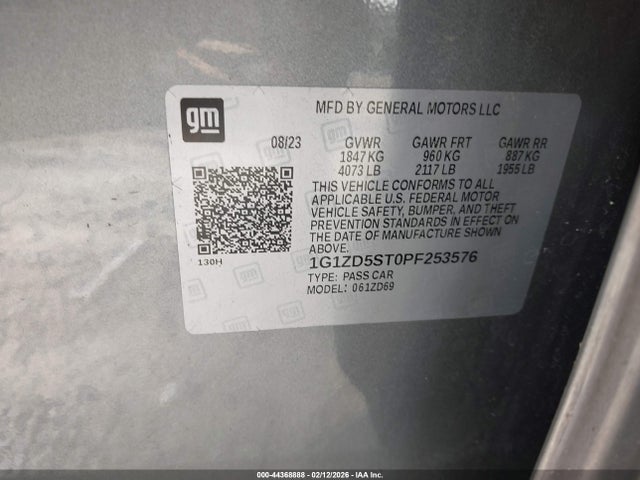 Aukcja sprzedaży 2023 Chevrolet Malibu Fwd 1lt, vin: 1G1ZD5ST0PF253576, numer aukcji: 44368888