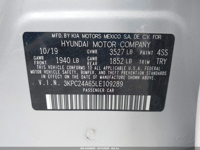 2020 HYUNDAI ACCENT 3KPC24A65LE109289 Photo 8