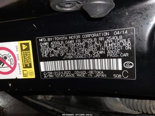 JTHBK1GG6E2131245 Lexus ES 350