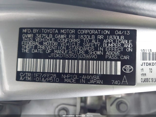 2013 TOYOTA PRIUS C JTDKDTB35D1039690 Photo 8