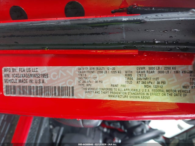 2021 JEEP WRANGLER 1C4GJXAG5MW521959 Photo 8