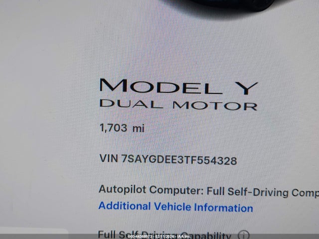 Продаж на аукціоні авто 2026 Tesla Model Y Long Range Launch Series/premium All-wheel Drive, vin: 7SAYGDEE3TF554328, номер лоту: 44368973