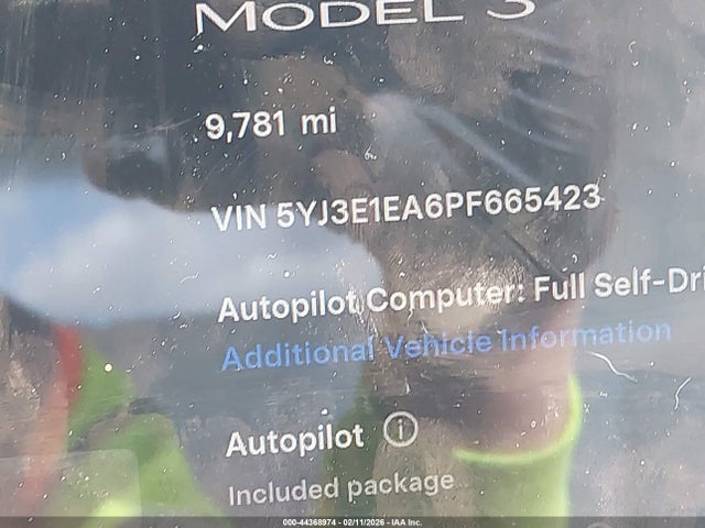 5YJ3E1EA6PF665423 Tesla Model 3 Rear-wheel Drive
