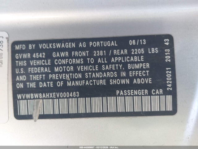 WVWBW8AHXEV000463 Volkswagen Eos Sport
