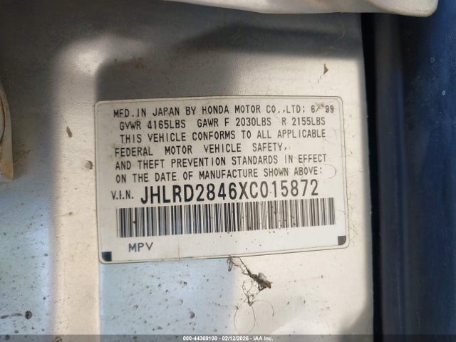 Aukcja sprzedaży 1999 Honda Cr-v Lx, vin: JHLRD2846XC015872, numer aukcji: 44369108