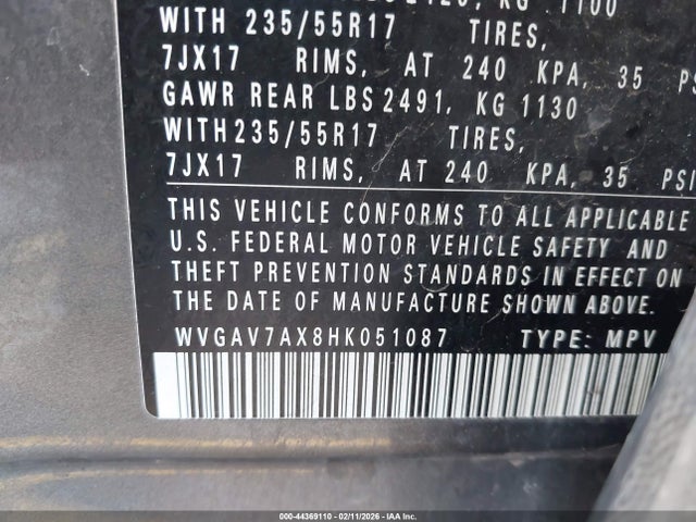 WVGAV7AX8HK051087 Volkswagen Tiguan 2.0t/2.0t S