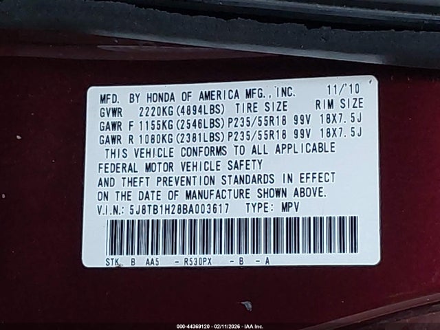 Продаж на аукціоні авто 2011 Acura Rdx, vin: 5J8TB1H28BA003617, номер лоту: 44369120