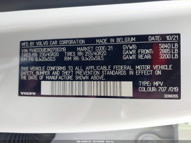 YV4ED3UB3N2700319 Volvo Xc40 Recharge Pure Electric P8 Twin Ultimate